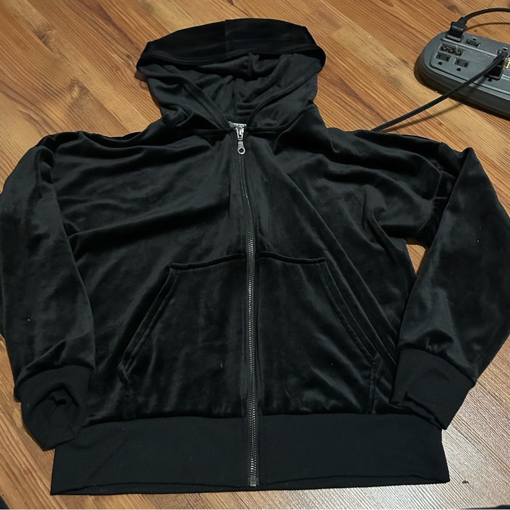 Womens Black Velvet Hoodie Jacket 🌺